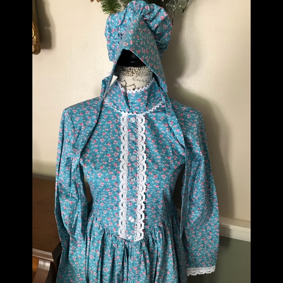 💙❤️Handmade Prairie Pioneer Dress & Bonnet‼️FINAL SALE - Picture 3 of 16